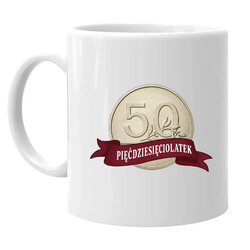 Pięćdziesięciolatek - moneta - kubek na prezent