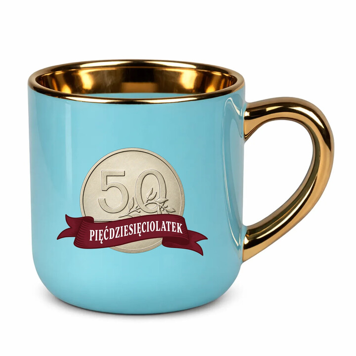 Pięćdziesięciolatek - moneta - kubek elegancki na prezent
