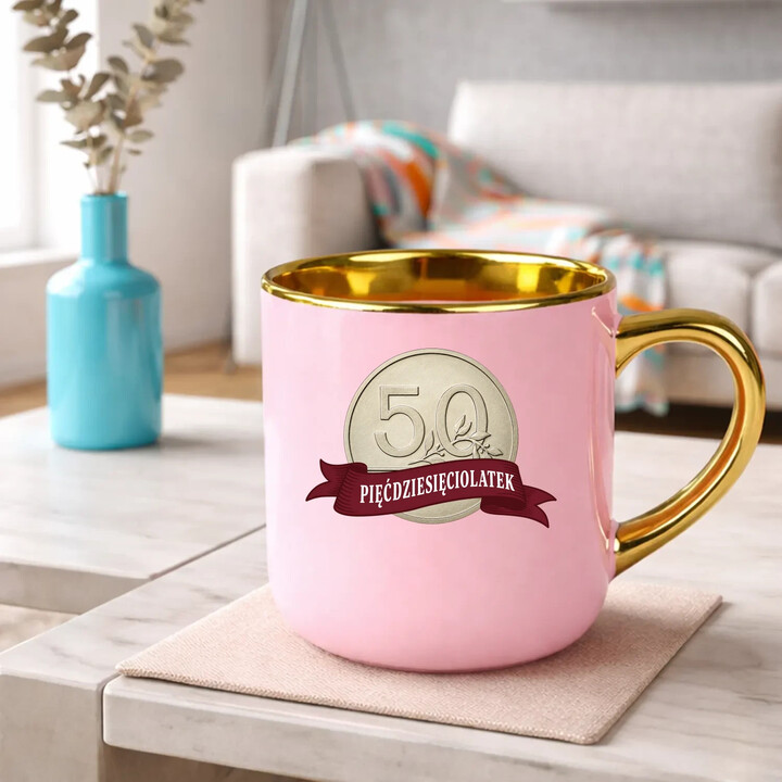 Pięćdziesięciolatek - moneta - kubek elegancki na prezent