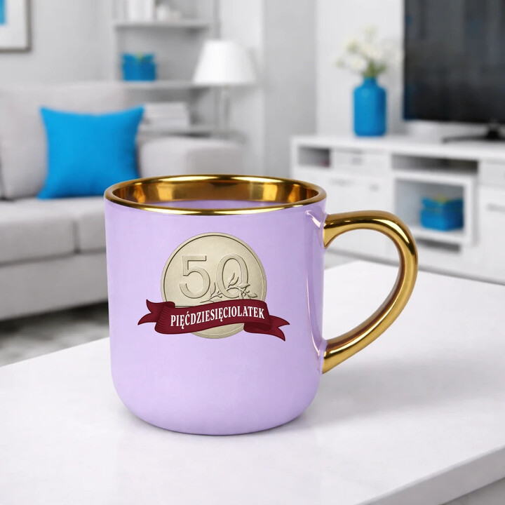 Pięćdziesięciolatek - moneta - kubek elegancki na prezent