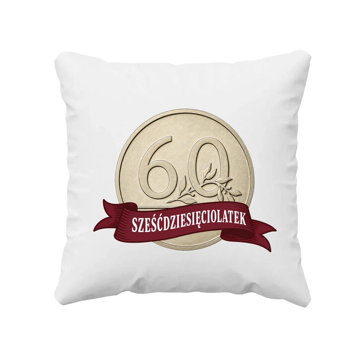 Sześćdziesięciolatek - moneta - poduszka na prezent