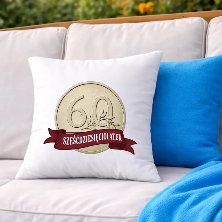 Sześćdziesięciolatek - moneta - poduszka na prezent