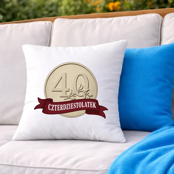 Czterdziestolatek - moneta - poduszka na prezent