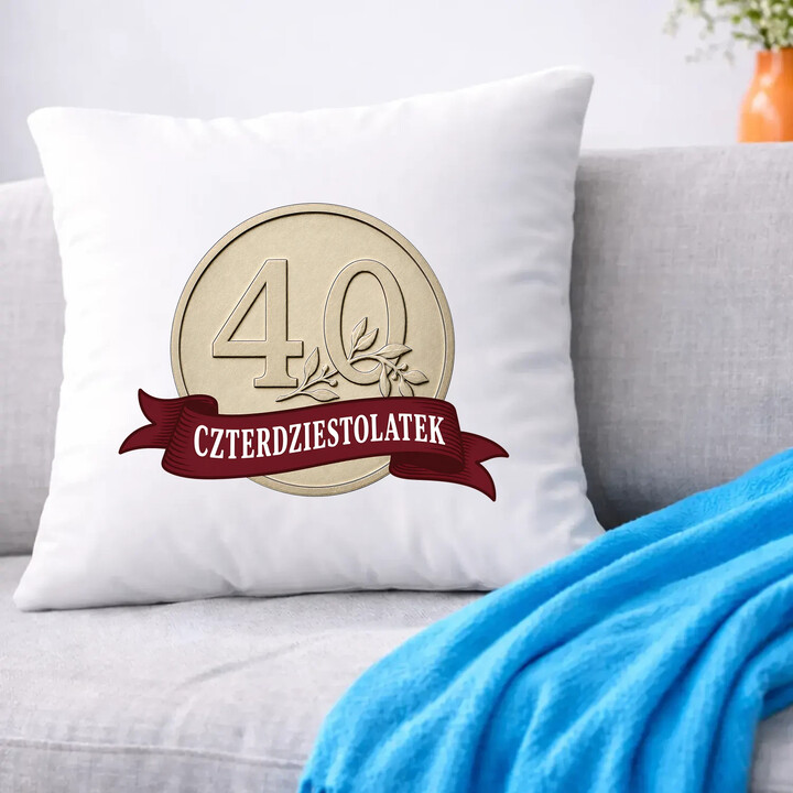 Czterdziestolatek - moneta - poduszka na prezent