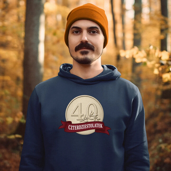 Czterdziestolatek - moneta - męska bluza na prezent