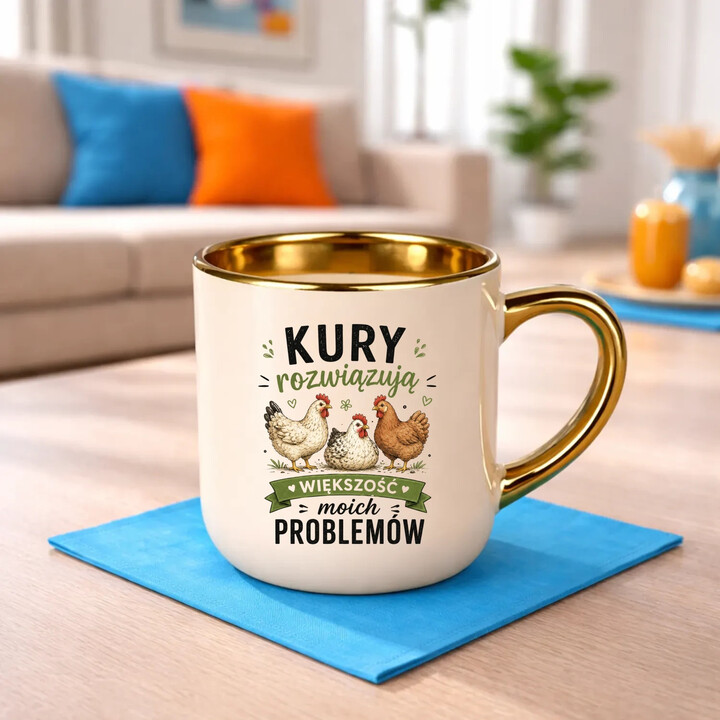 Kury rozwiązują większość moich problemów - kubek elegancki na prezent