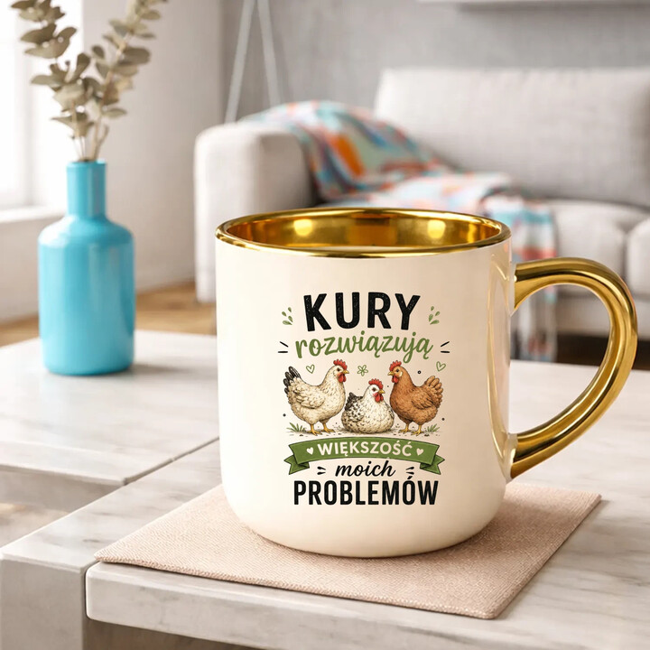 Kury rozwiązują większość moich problemów - kubek elegancki na prezent