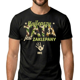 Najlepszy tata jest zaklepany (1 dziecko)- męska koszulka z nadrukiem - produkt personalizowany