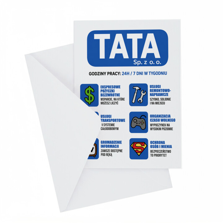 Tata sp. z o.o. - kartka okolicznościowa na prezent dla taty