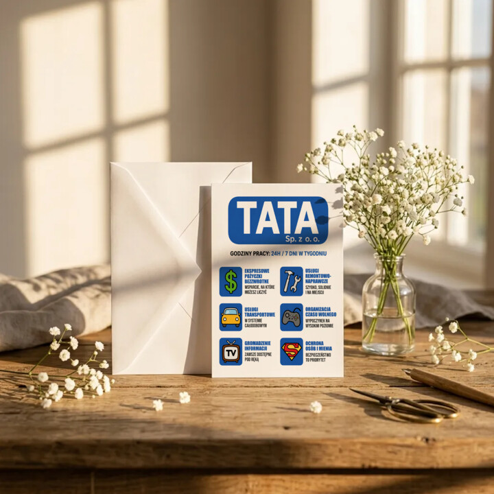 Tata sp. z o.o. - kartka okolicznościowa na prezent dla taty