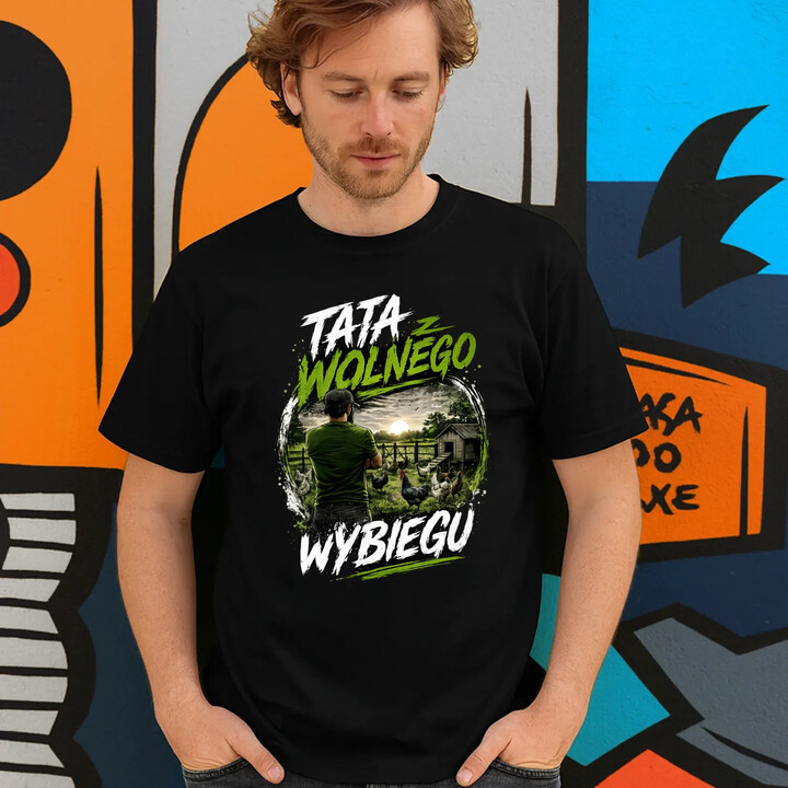 Tata z wolnego wybiegu - męska koszulka na prezent