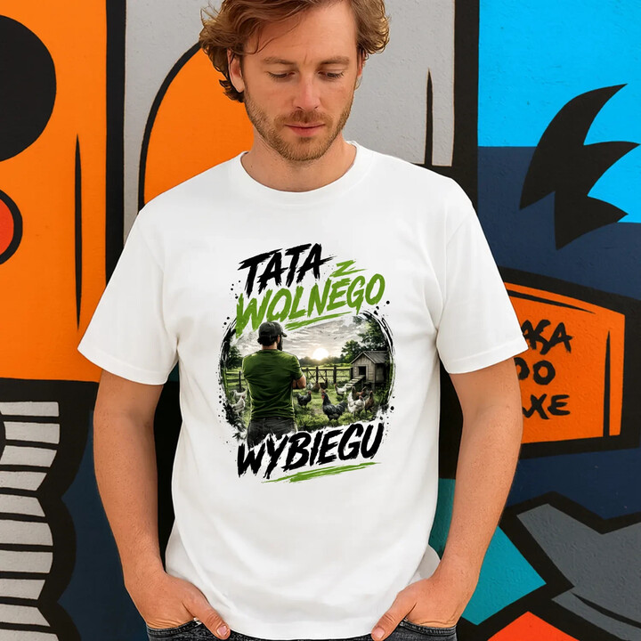 Tata z wolnego wybiegu - męska koszulka na prezent