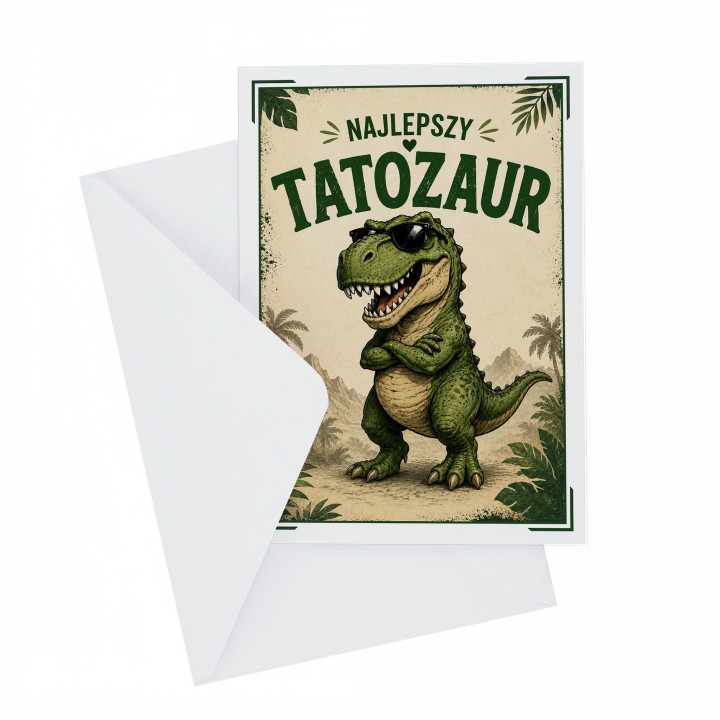 Najlepszy tatozaur - kartka okolicznościowa na prezent dla taty