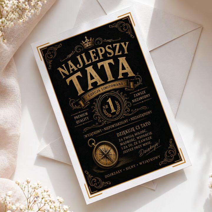 Najlepszy Tata Edycja Limitowana - kartka okolicznościowa na prezent dla taty