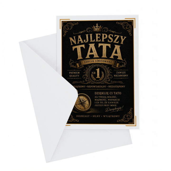 Najlepszy Tata Edycja Limitowana - kartka okolicznościowa na prezent dla taty
