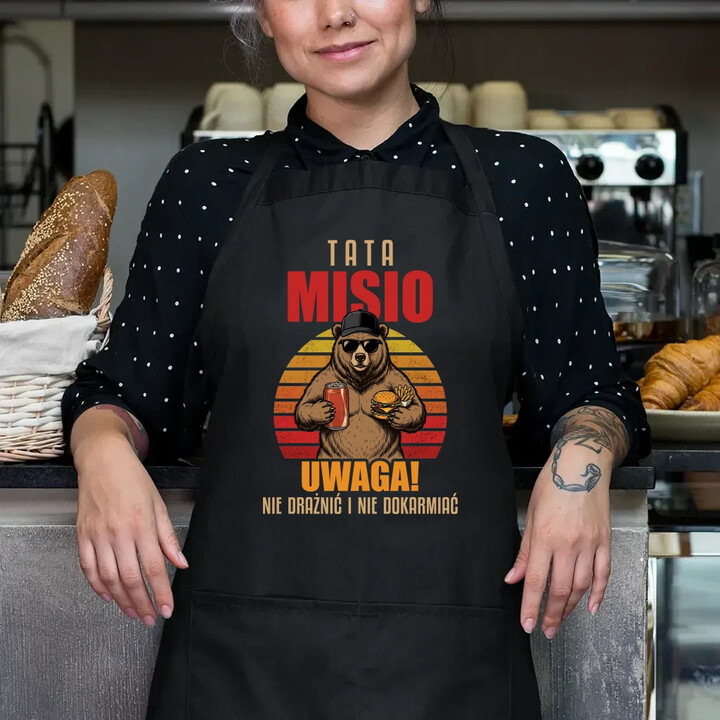 Tata Misio - Uwaga! Nie drażnić i nie dokarmiać - fartuch na prezent