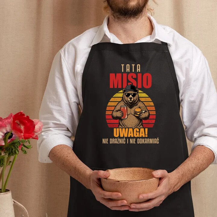 Tata Misio - Uwaga! Nie drażnić i nie dokarmiać - fartuch na prezent