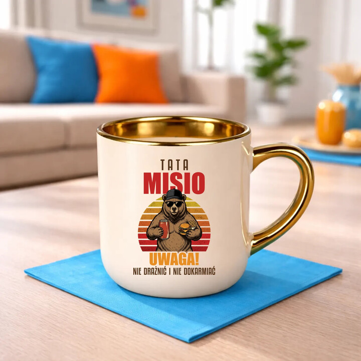 Tata Misio - Uwaga! Nie drażnić i nie dokarmiać - kubek elegancki na prezent