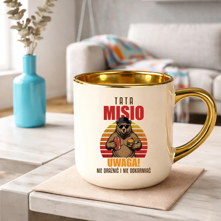 Tata Misio - Uwaga! Nie drażnić i nie dokarmiać - kubek elegancki na prezent