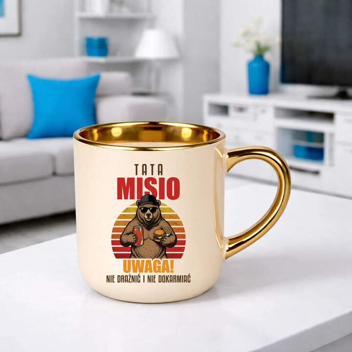 Tata Misio - Uwaga! Nie drażnić i nie dokarmiać - kubek elegancki na prezent