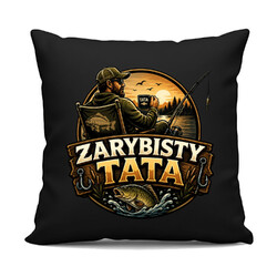 Zarybisty tata - czarna poduszka na prezent