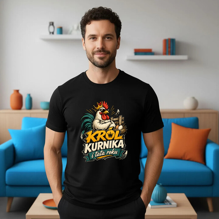 Król kurnika i tata roku - męska koszulka na prezent