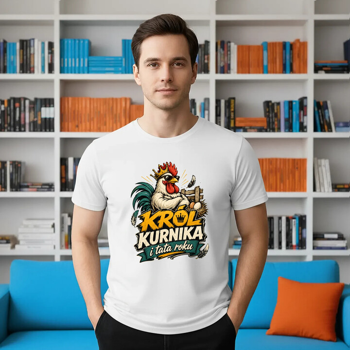 Król kurnika i tata roku - męska koszulka na prezent