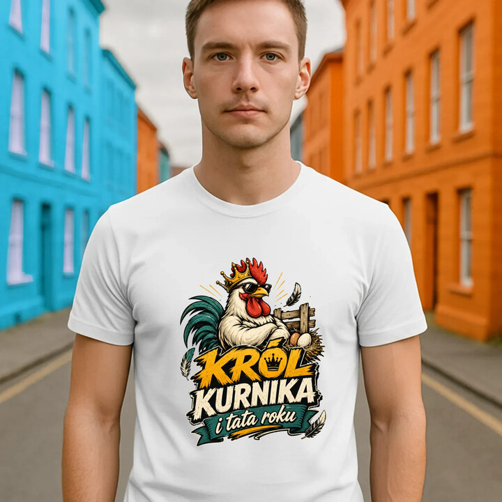 Król kurnika i tata roku - męska koszulka na prezent
