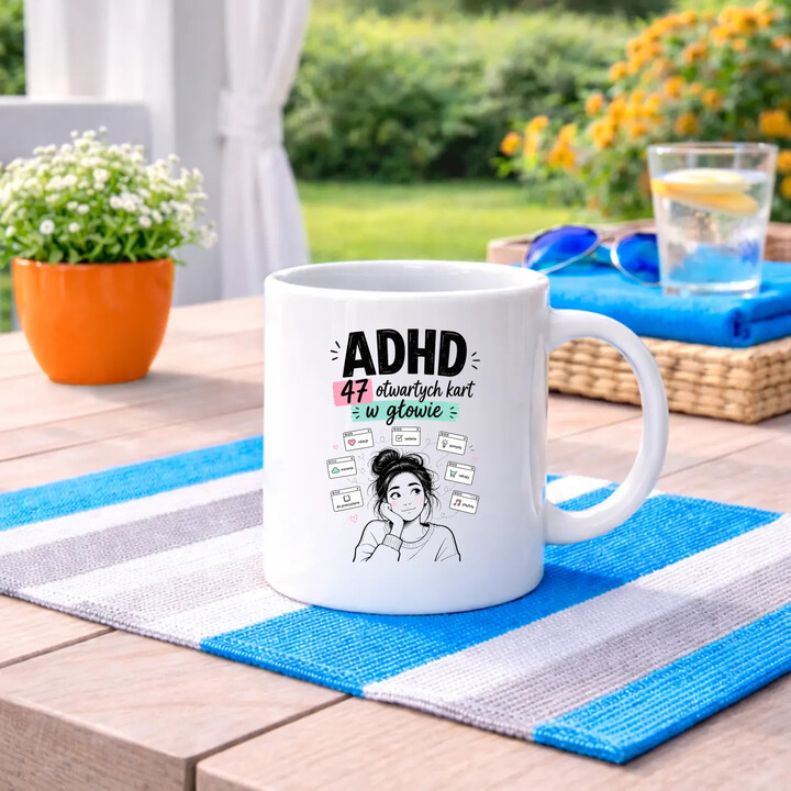 ADHD 47 otwartych kart w głowie - kubek na prezent