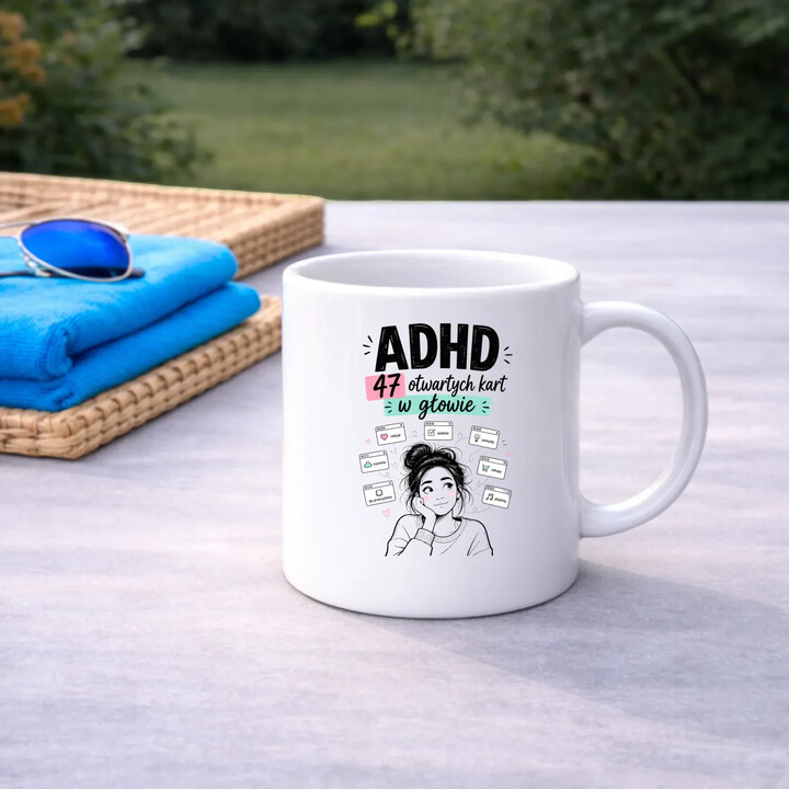 ADHD 47 otwartych kart w głowie - kubek na prezent