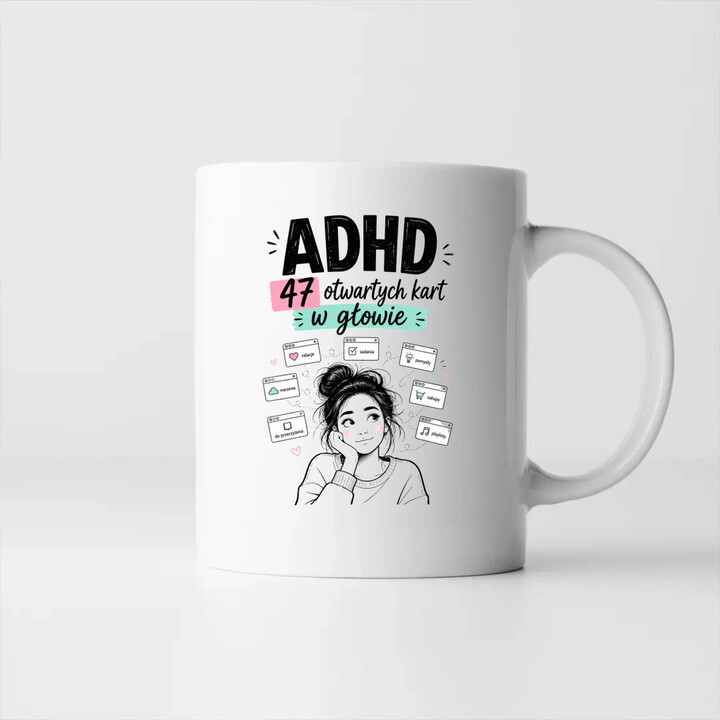 ADHD 47 otwartych kart w głowie - kubek na prezent