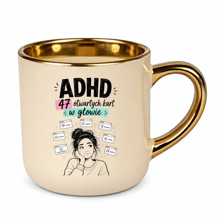 ADHD 47 otwartych kart w głowie - kubek elegancki na prezent