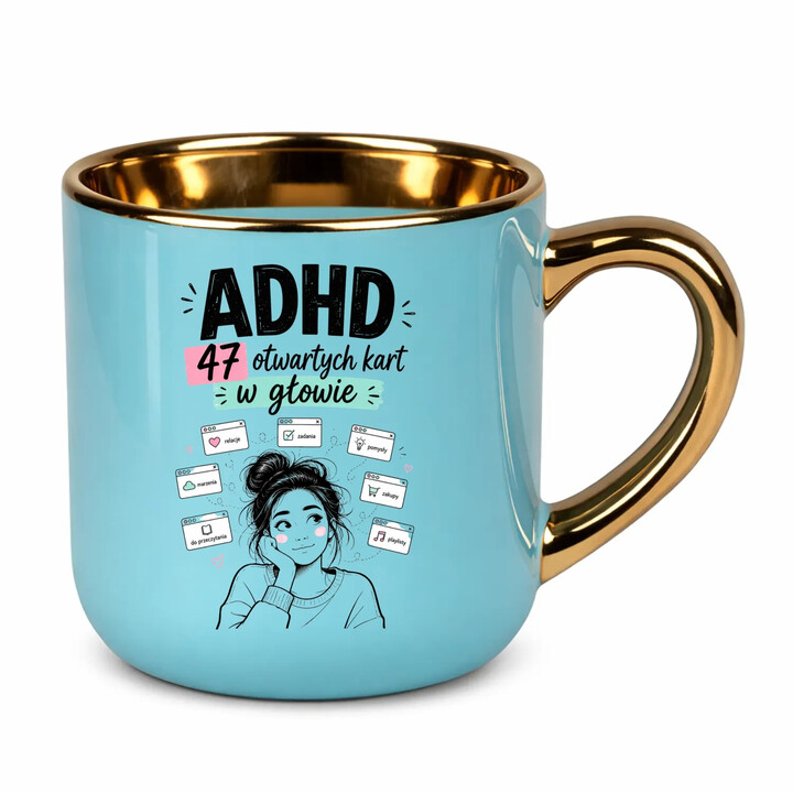 ADHD 47 otwartych kart w głowie - kubek elegancki na prezent