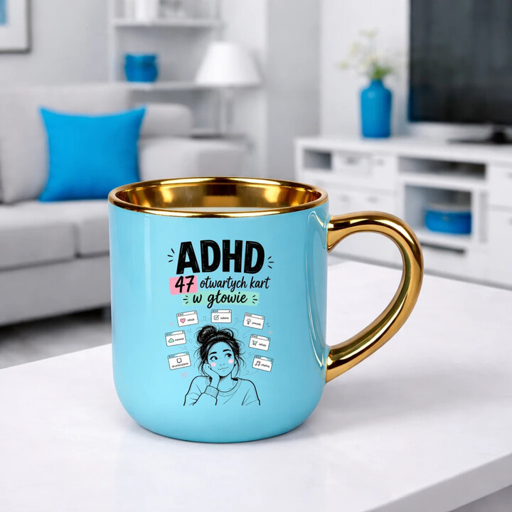 ADHD 47 otwartych kart w głowie - kubek elegancki na prezent