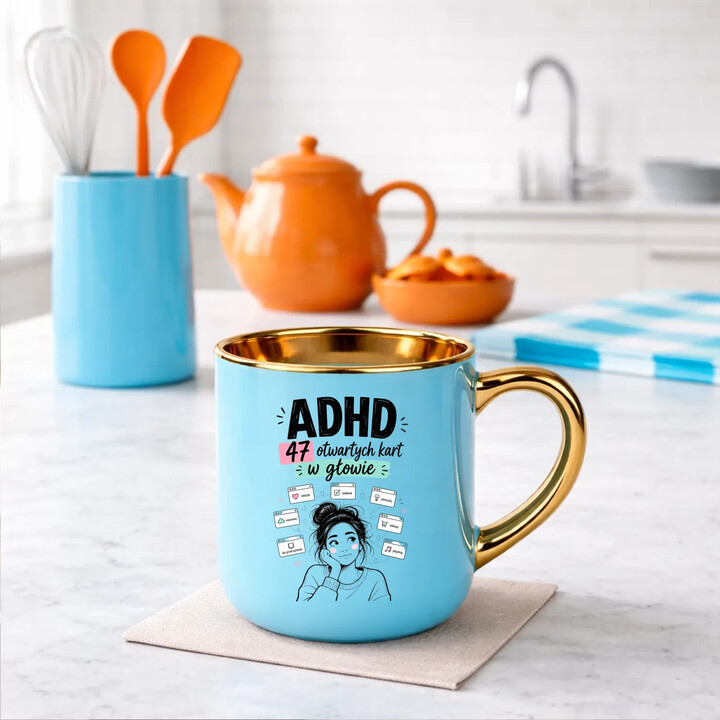 ADHD 47 otwartych kart w głowie - kubek elegancki na prezent