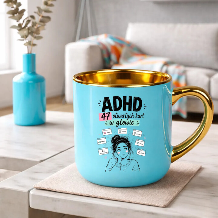 ADHD 47 otwartych kart w głowie - kubek elegancki na prezent