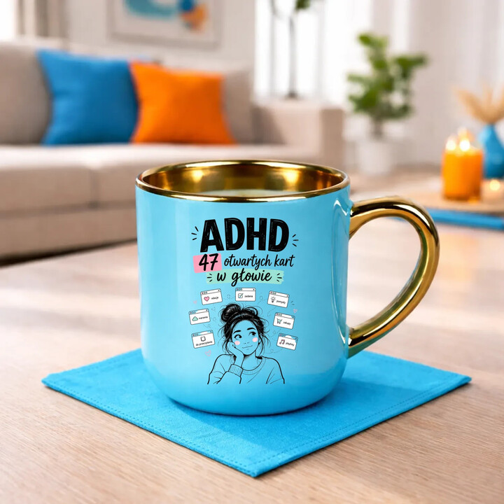 ADHD 47 otwartych kart w głowie - kubek elegancki na prezent
