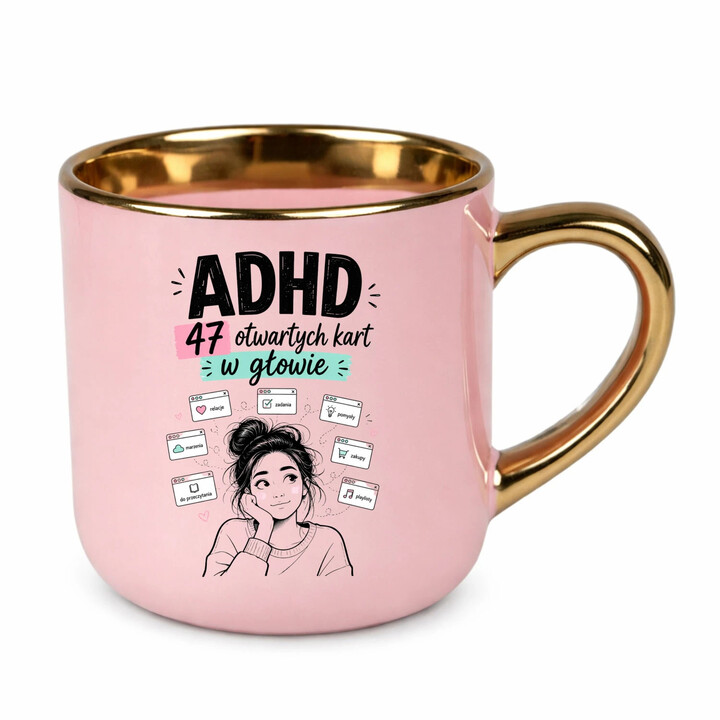 ADHD 47 otwartych kart w głowie - kubek elegancki na prezent