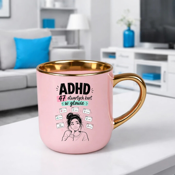 ADHD 47 otwartych kart w głowie - kubek elegancki na prezent