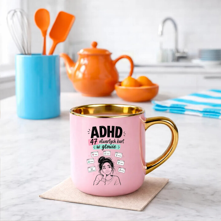 ADHD 47 otwartych kart w głowie - kubek elegancki na prezent