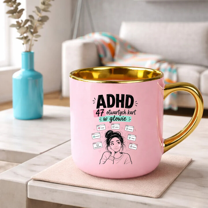 ADHD 47 otwartych kart w głowie - kubek elegancki na prezent
