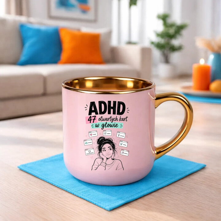 ADHD 47 otwartych kart w głowie - kubek elegancki na prezent