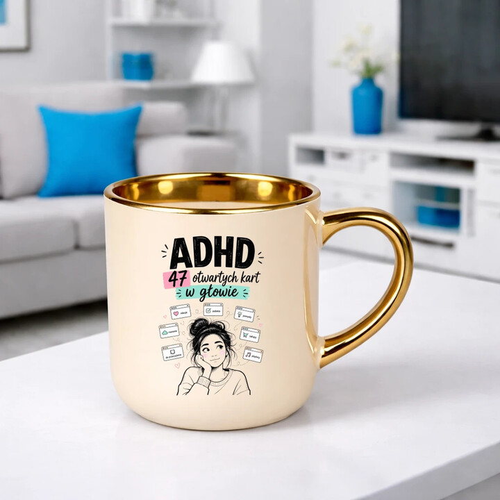 ADHD 47 otwartych kart w głowie - kubek elegancki na prezent