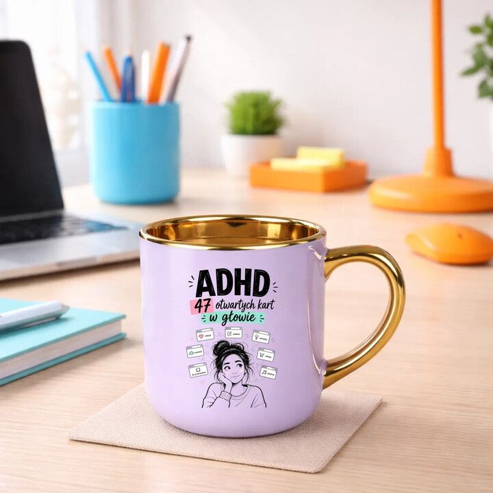 ADHD 47 otwartych kart w głowie - kubek elegancki na prezent