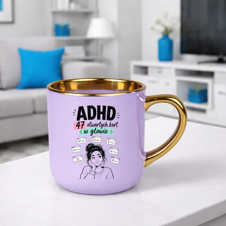 ADHD 47 otwartych kart w głowie - kubek elegancki na prezent