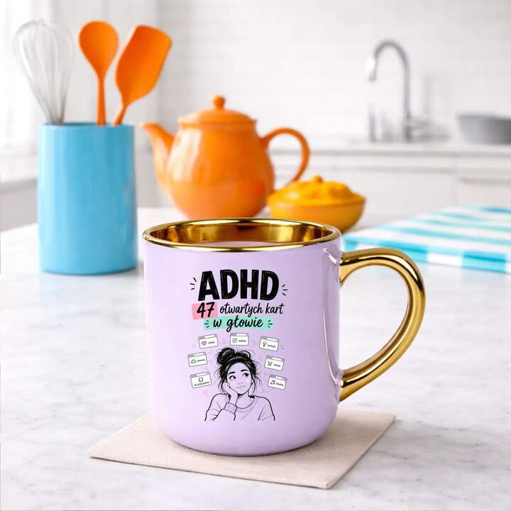 ADHD 47 otwartych kart w głowie - kubek elegancki na prezent