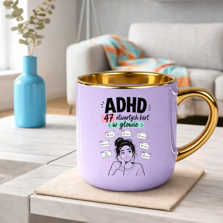 ADHD 47 otwartych kart w głowie - kubek elegancki na prezent