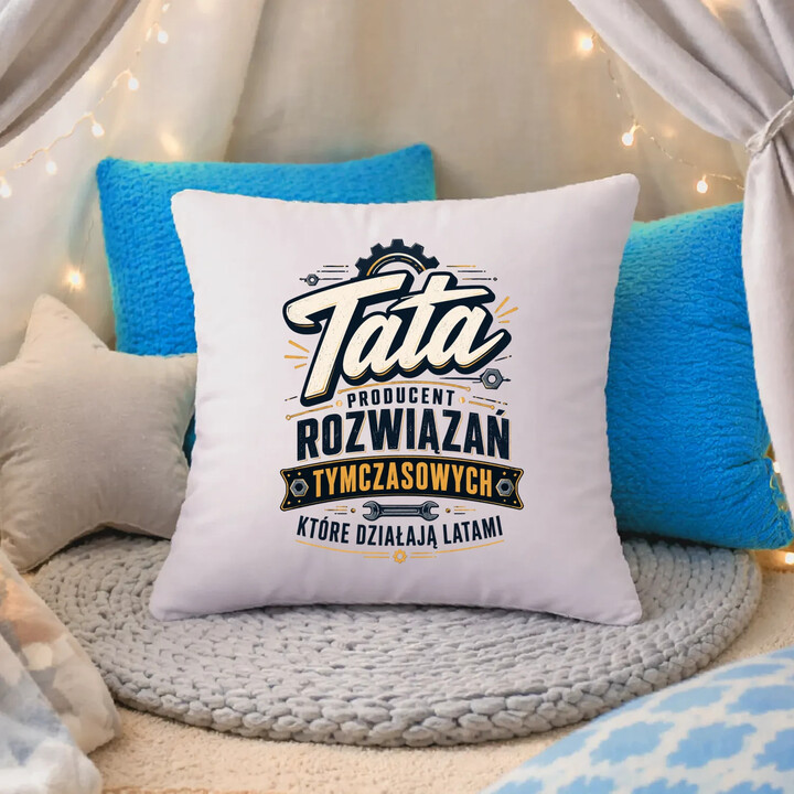 Tata - producent rozwiązań tymczasowych, które działają latami - poduszka na prezent