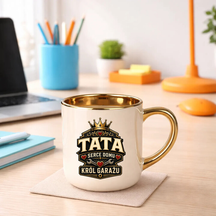 Tata - serce domu, król garażu - kubek elegancki na prezent