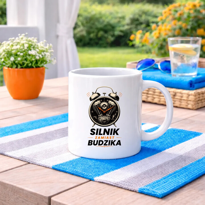 Silnik zamiast budzika - kubek na prezent